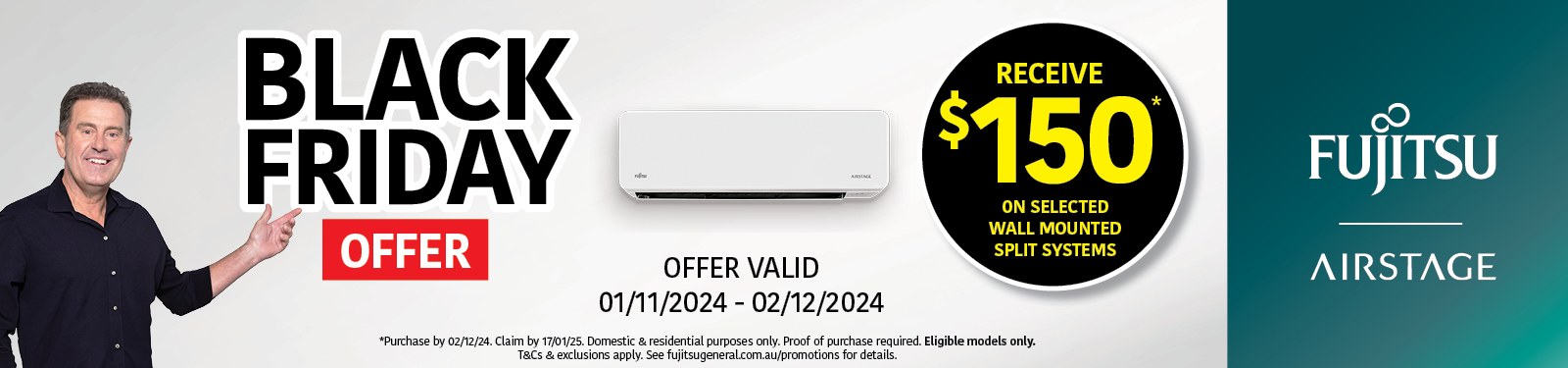 $150 Cash Back On Selected Fujitsu Split System Air Conditioners