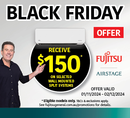 $150 Cash Back On Selected Fujitsu Split System Air Conditioners