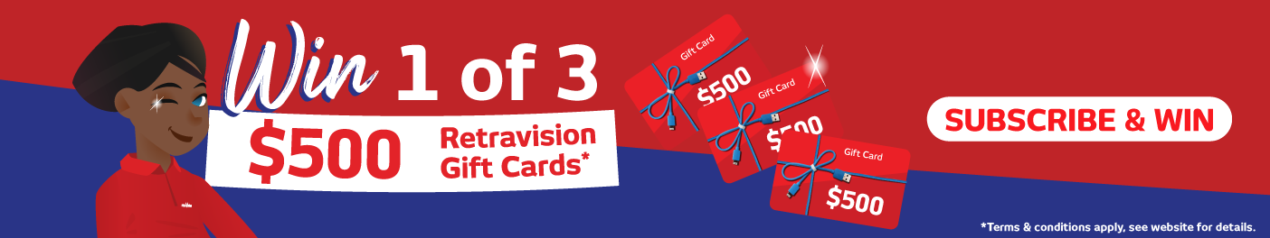 Subscribe For Your Chance To Win 1 Of 3 Retravision Gift Cards at Retravision