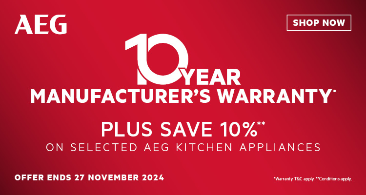 10 Year Warranty Plus Save 10% On Selected AEG Kitchen Appliances at Retravision