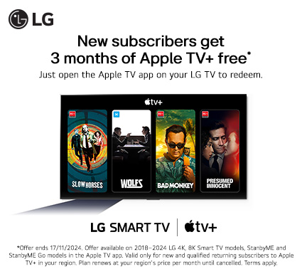 3 Months Free* Apple TV+ Subscription On Selected LG TVs