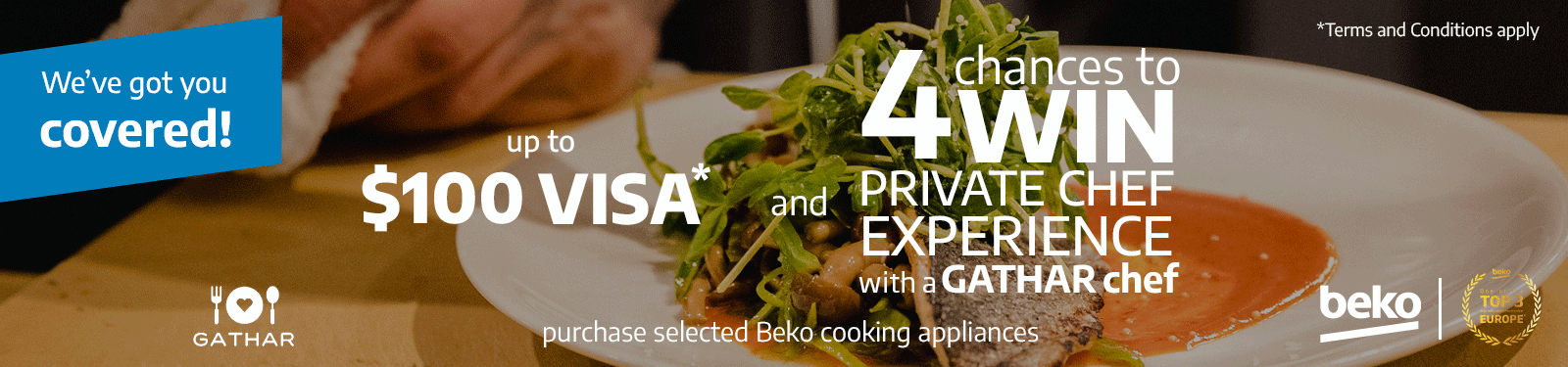 Up To $100 VISA Giftcard Cashback On Selected Beko + 4 Chances To Win Private Chef Experience