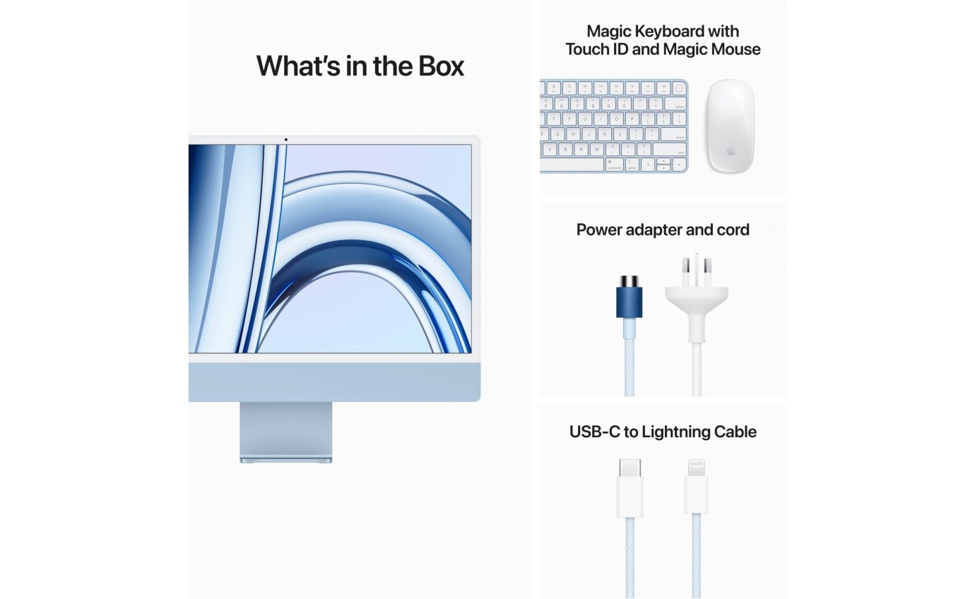 Apple iMac 24-inch 4.5K Retina Display with M3 Chip 10-core GPU 512GB (Blue) [2023] MQRR3XA