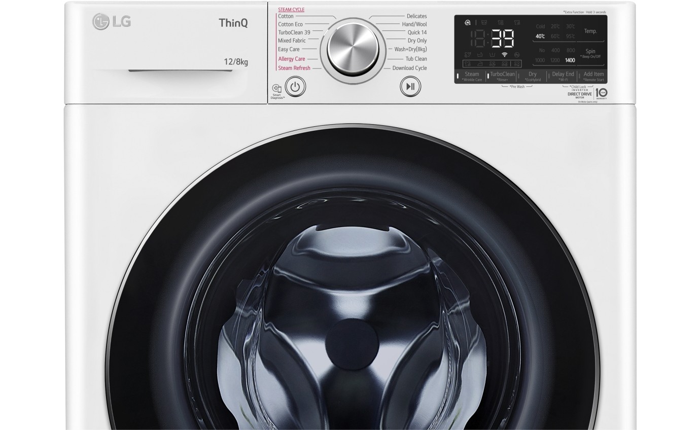 LG 12kg/8kg Front Load Washer Dryer Combo WVC91412W