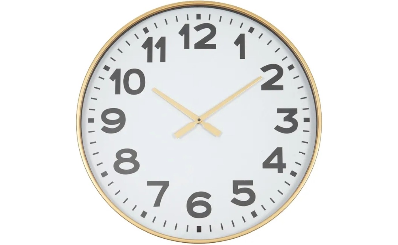 Coast to Coast Claude Metal Clock (Gold/White) OD5377